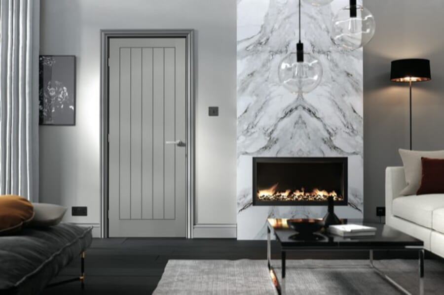 Textured Vertical 5 Panel Grey Door