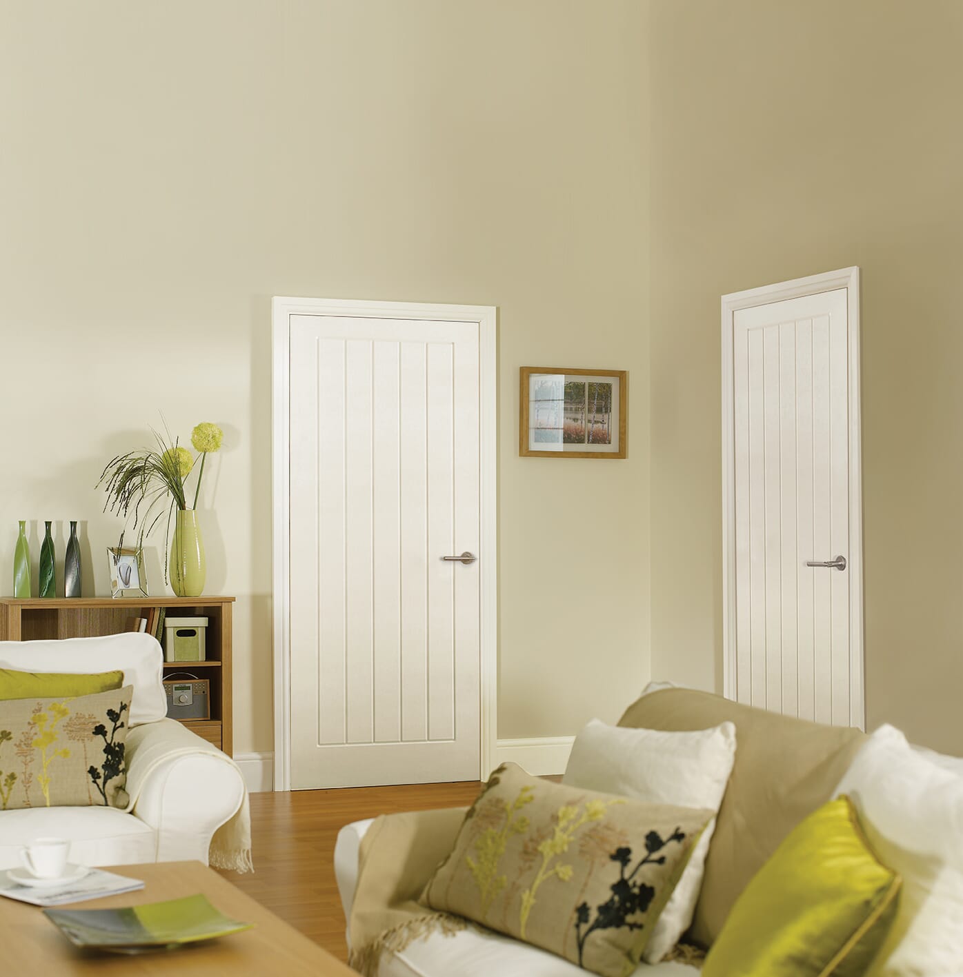Textured White Vertical 5P Internal Doors at Vibrant Doors