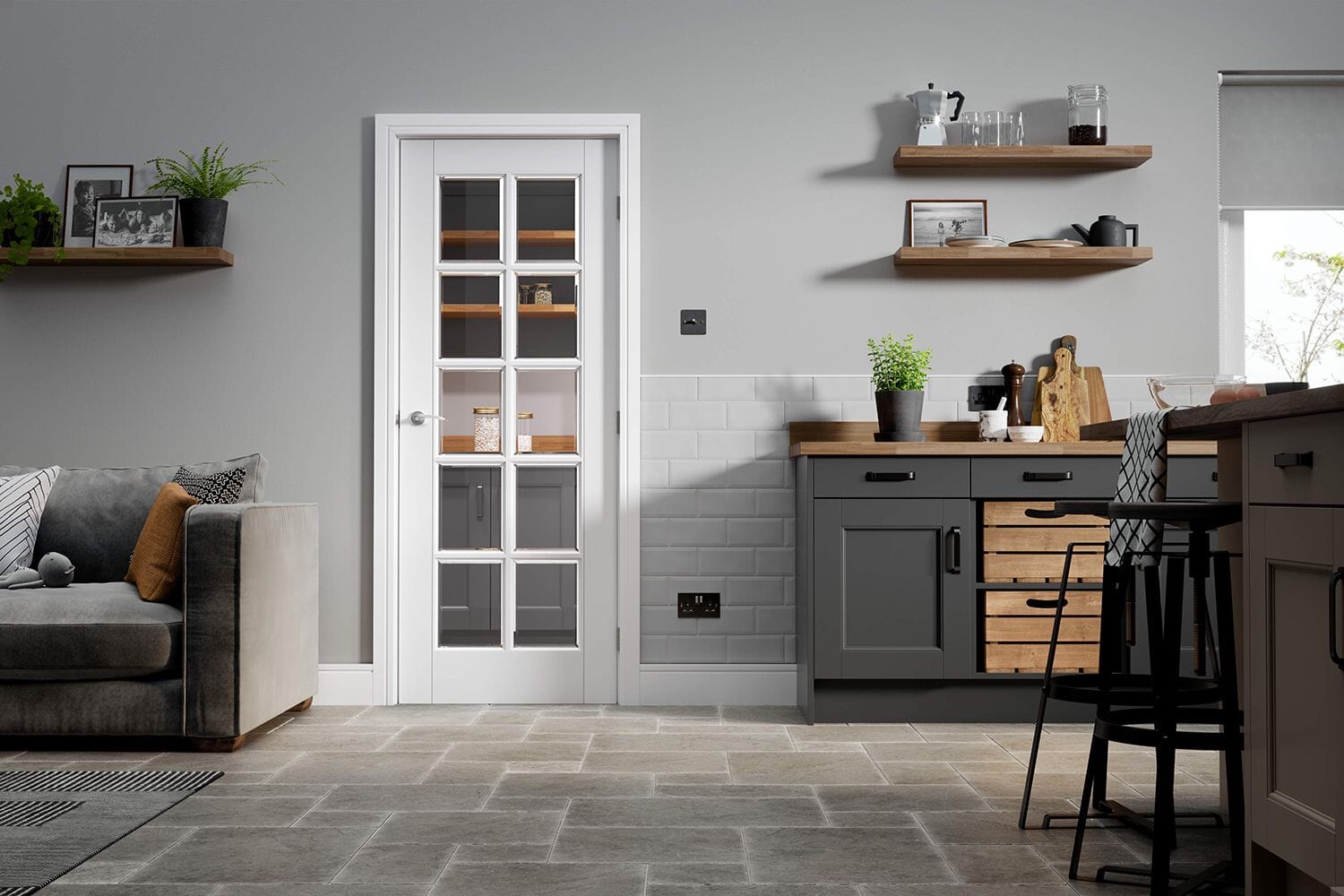 Textured SA 10L Glazed White Internal Doors