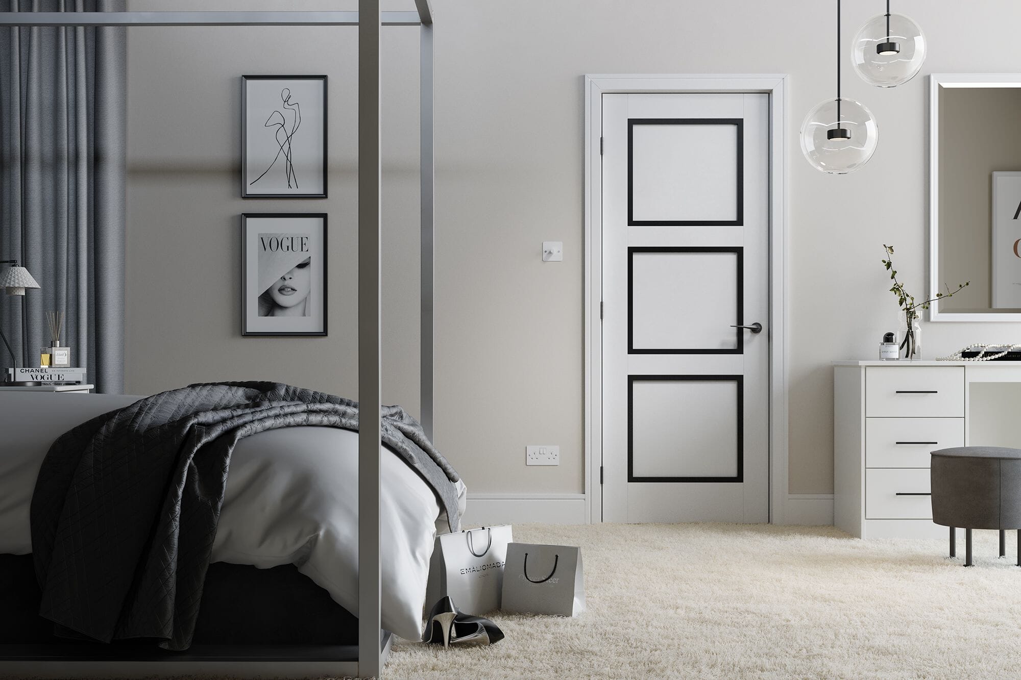 Luxemburg White and Black - Prefinished Internal Doors
