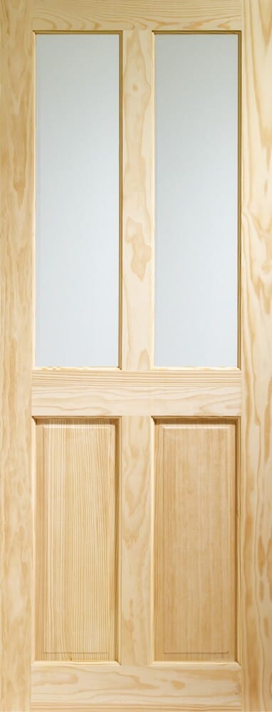 Clear Pine Victorian 4 Panel Glazed - Clear