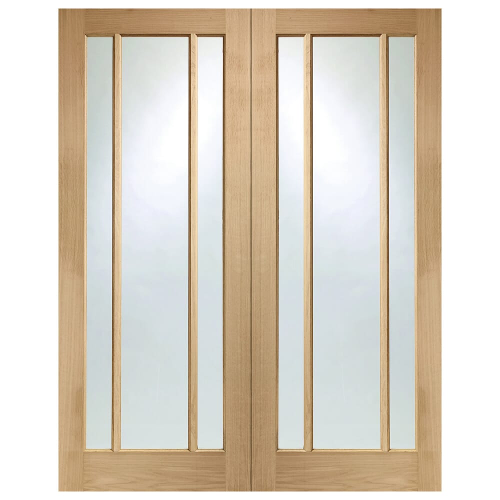 Worcester Pair Oak - Clear Glass
