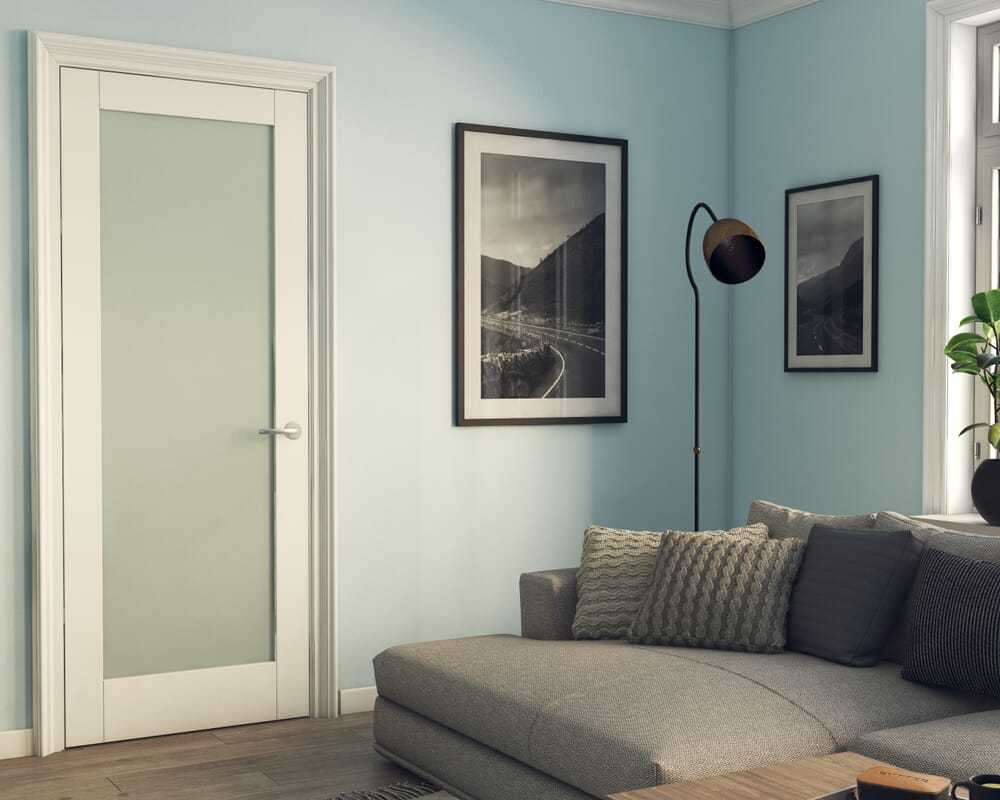 1981 x 381 x 35mm (15") Shaker Glazed White - Frosted Internal Doors