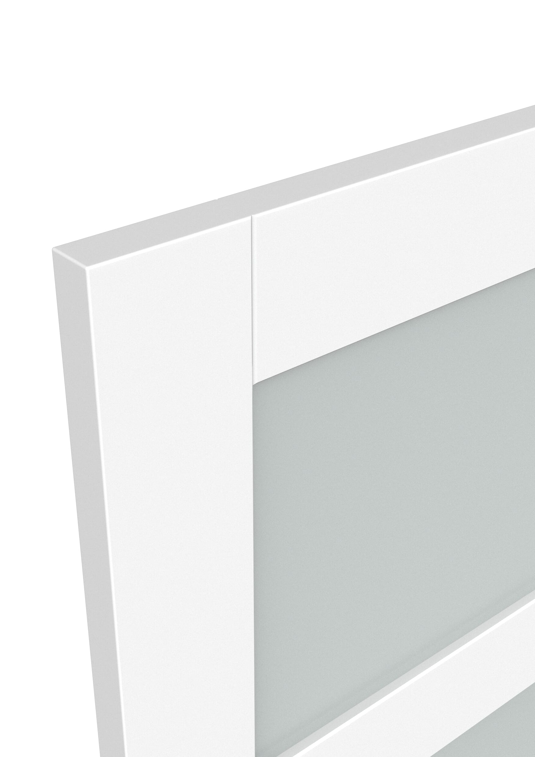 1981 x 686 x 35mm White Shaker 4L Frosted Glass