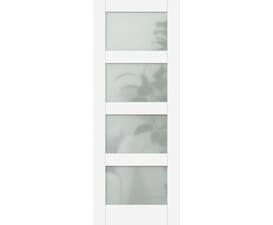 1981 x 686 x 35mm White Shaker 4L Frosted Glass