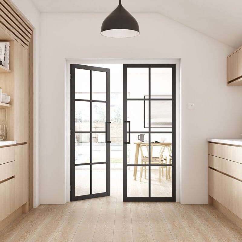 Slimline Black Shaker 8L Clear Glazed Internal Doors