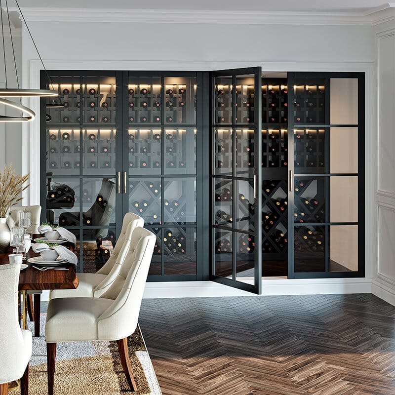 Slimline Black Shaker 8L Clear Glazed Internal Doors