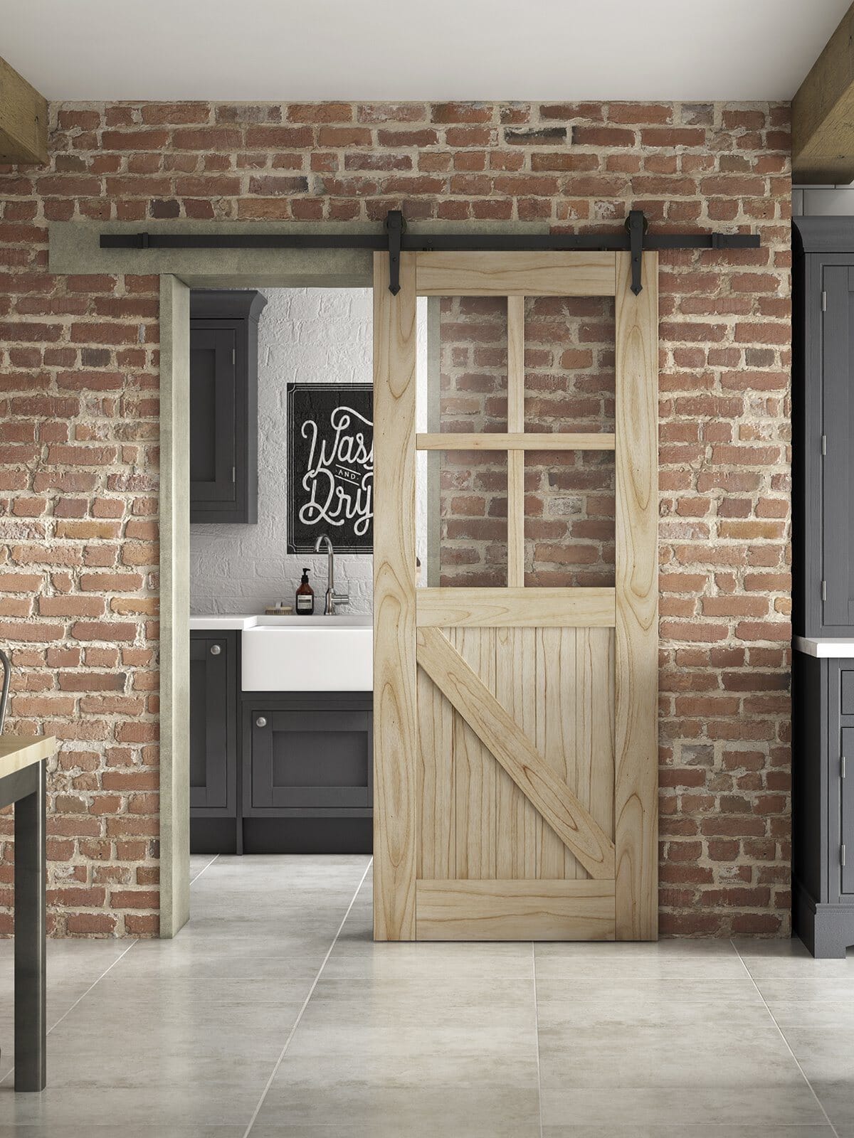 Framed, Ledged and Braced Clear Glazed - Sliding Barn Door