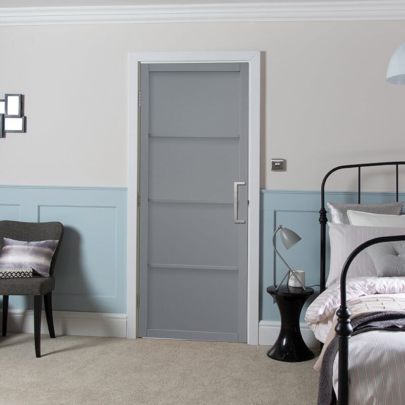 Slimline Grey Shaker 4 Panel Interior Door