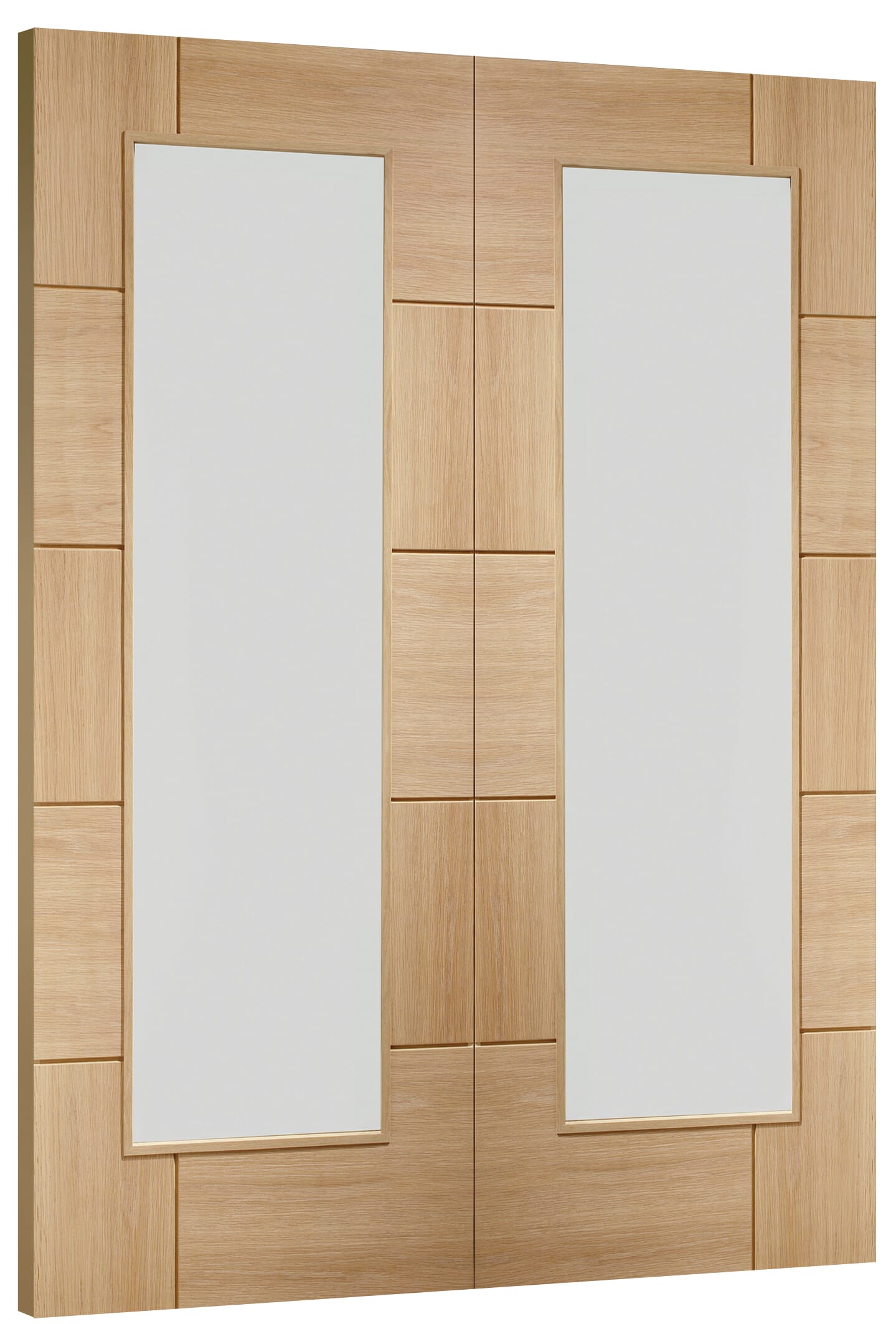Ravenna Oak Pair - Clear Glass Internal Doors
