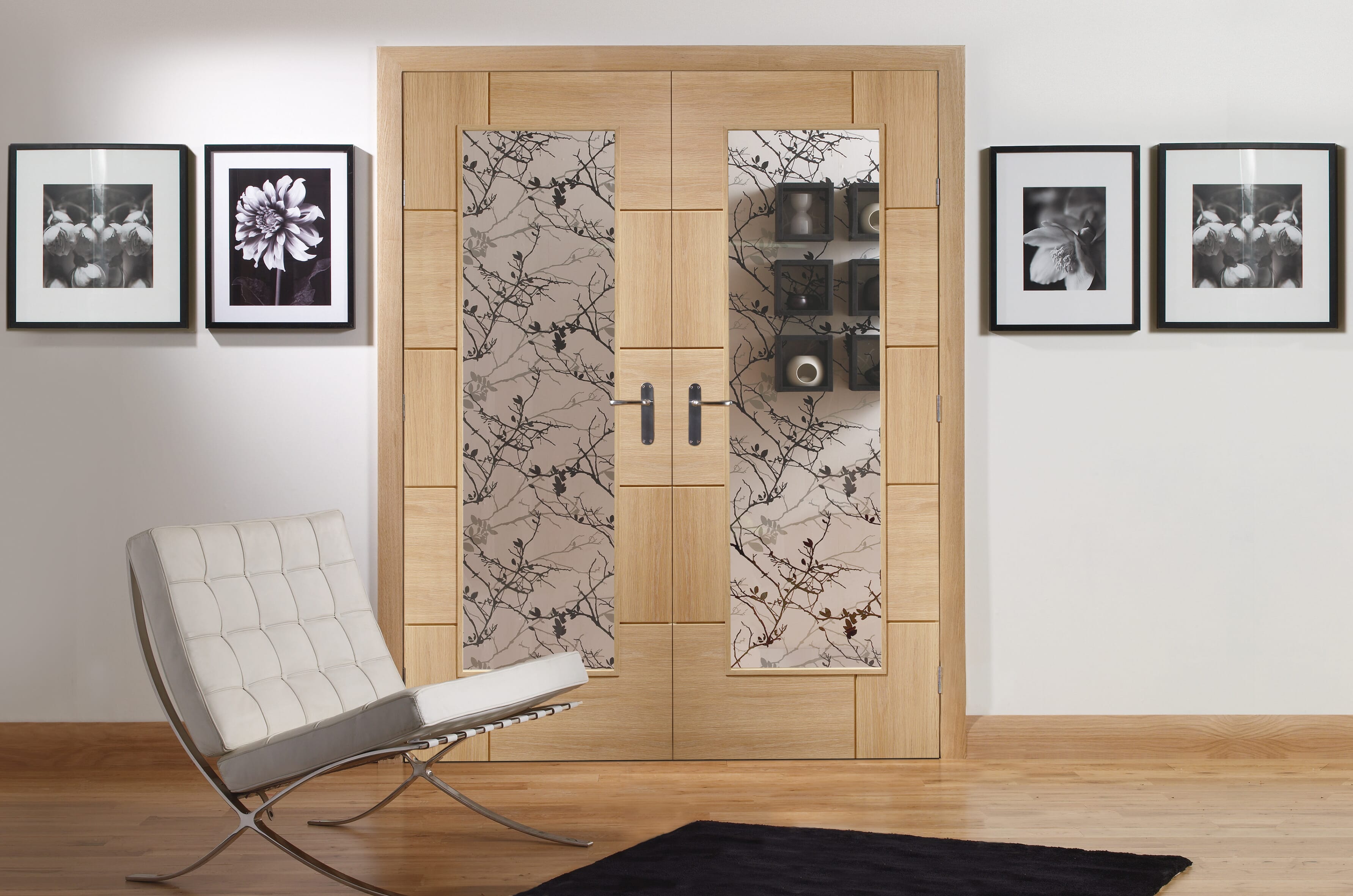Ravenna Oak Pair - Clear Glass Internal Doors