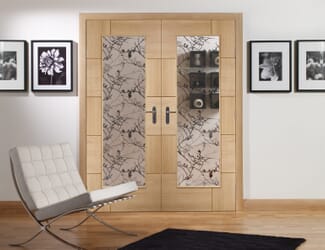 Ravenna Oak Pair - Clear Glass Internal Doors