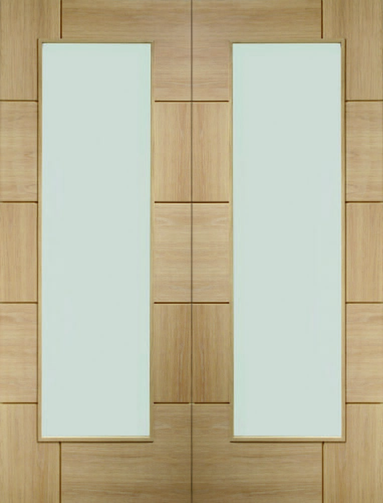 Ravenna Oak Pair - Clear Glass Internal Doors