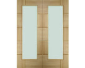 Ravenna Oak Rebated Pair - Clear Glass Internal Doors