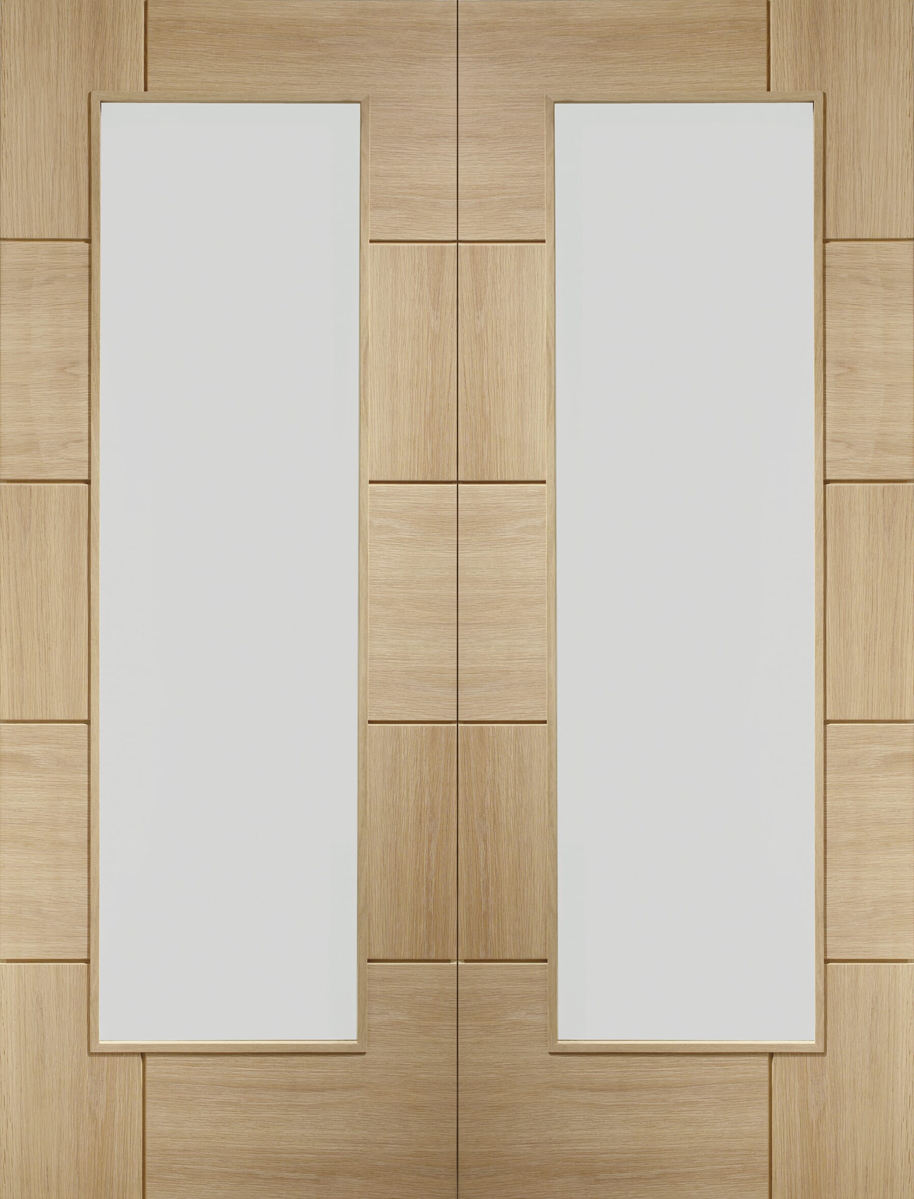 Ravenna Oak Pair - Clear Glass Internal Doors