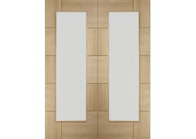 1524x1981x40mm (60")  Ravenna Oak Rebated Pair - Clear Glass Internal Doors