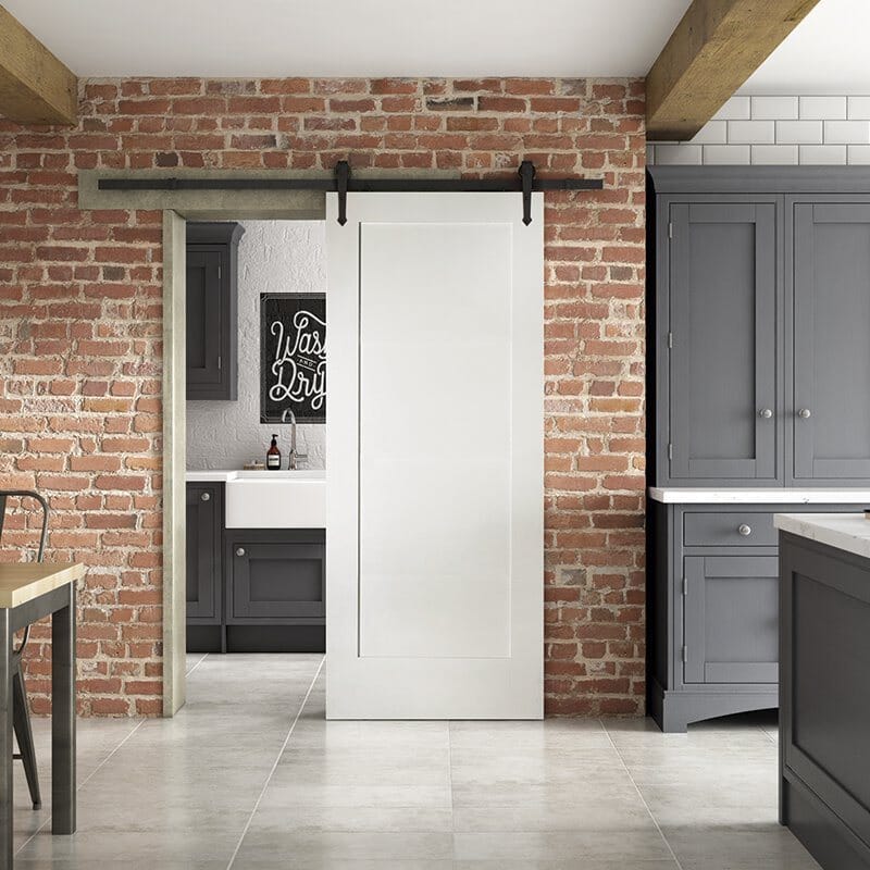 White Primed Shaker 1 Panel - Sliding Barn Door