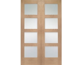 Shaker 4L Oak Rebated Pair - Clear Glass Internal Doors