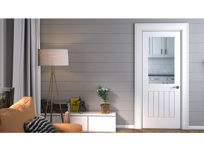 Suffolk White Prefinished 1L - Clear Glass Internal Doors