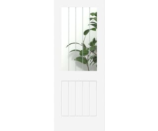 Suffolk White Prefinished 1L - Clear Glass with Frosted Lines Internal Doors