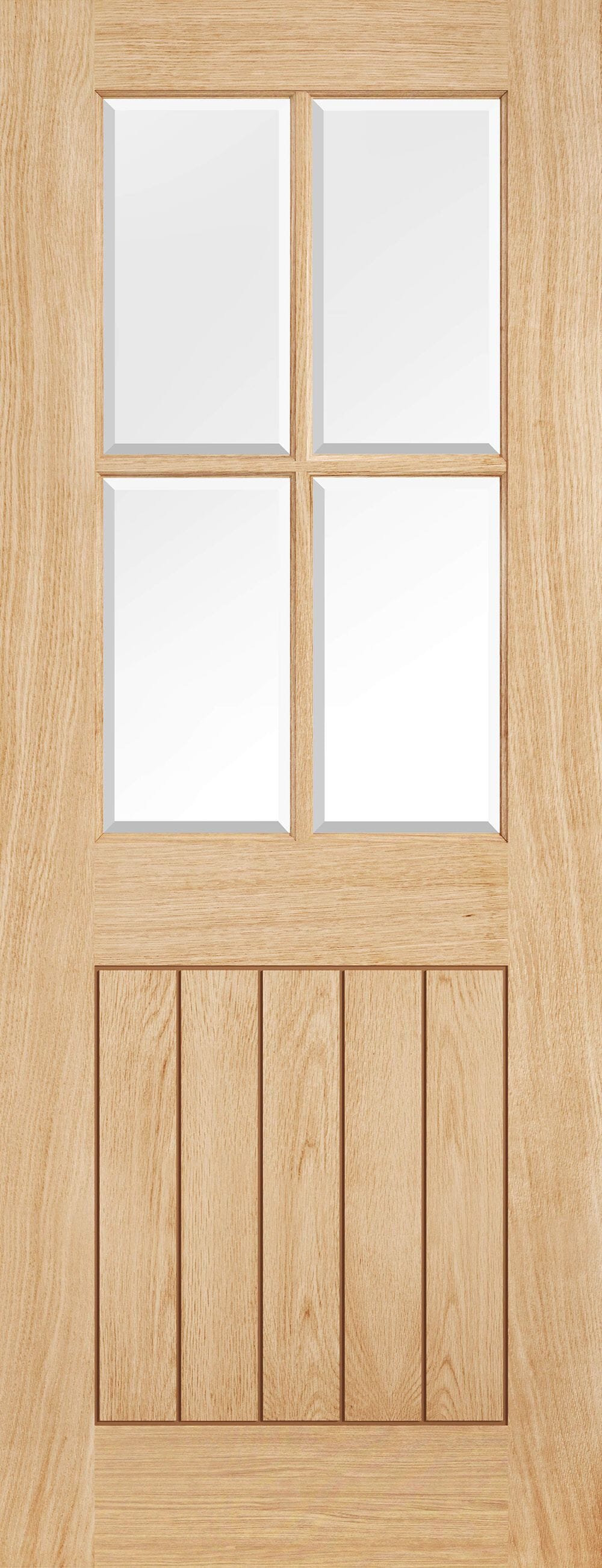 Belize Oak 4L - Clear Bevelled Glass Internal Doors
