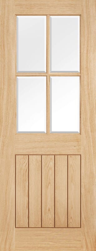 Belize Oak 4L Clear Bevelled Glass Internal Door Set
