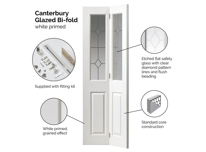White Canterbury Bi-Fold Grained 2 Light Glazed
