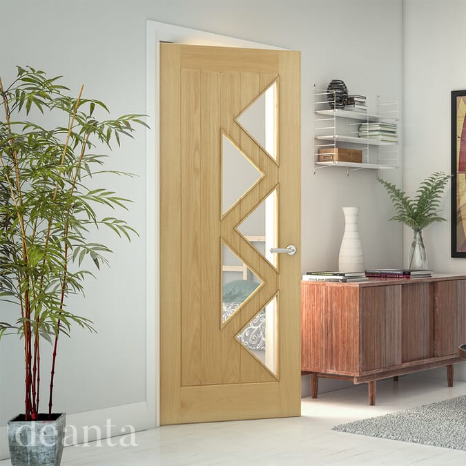 1981 x 762 x 35mm (30") Ely Prefinished Oak 5L Glazed  Internal Door