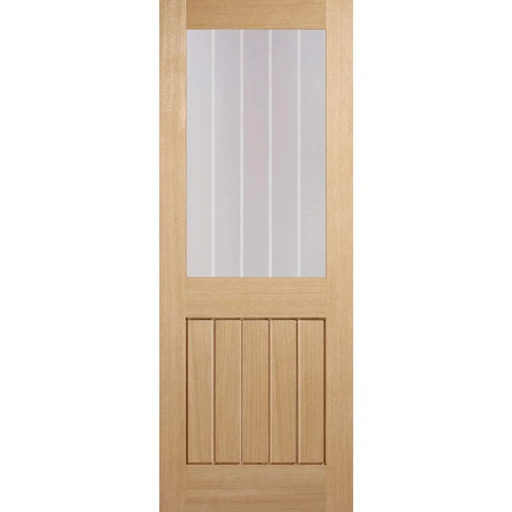Mexicano Oak Half Light - Clear with Frosted Lines Internal Doors by LPD
