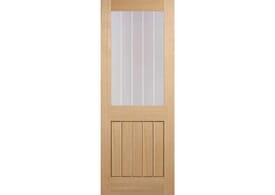 1981 x 686 x 35mm Mexicano Oak Half Light - Clear with Frosted Lines Internal Doors