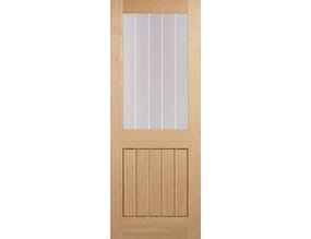 Mexicano Oak Half Light - Clear with Frosted Lines Prefinished Internal Doors