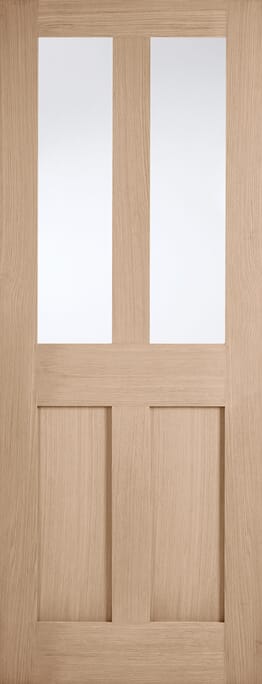 London Oak Clear Glass Prefinished Internal Door Set