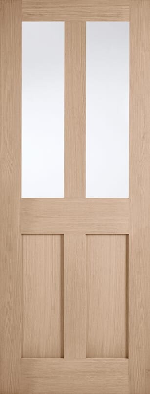 London Oak Clear Glass Prefinished Internal Door Set