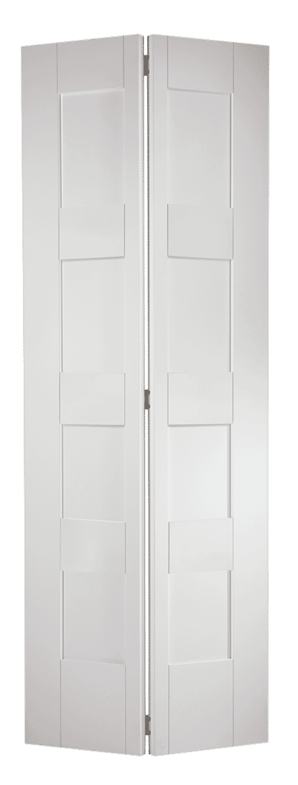 White Primed Shaker 4 Panel Bi-Fold At Vivid Doors