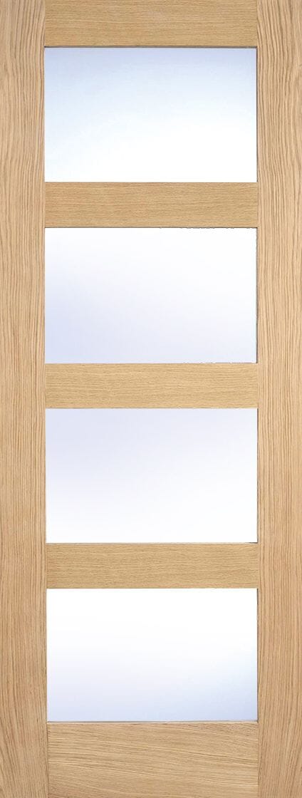 Oak Unfinished Shaker 4 Light - Frosted Glass Internal Doors