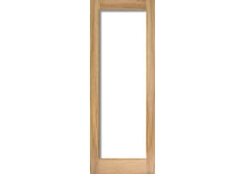 2032 x 813 x 35mm Oak Unfinished Shaker 1 Light - Clear Glass Internal Doors