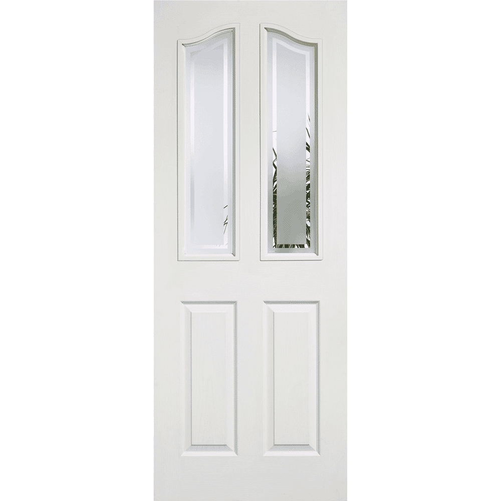 Mayfair 2P/2L Frosted with Clear Lines White Moulded Internal Doors