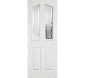 Mayfair 2P/2L Frosted with Clear Lines White Moulded Internal Doors