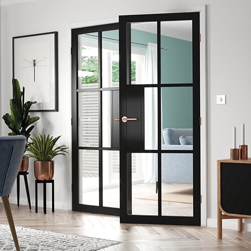 Civic Black Clear Glazed Internal Doors