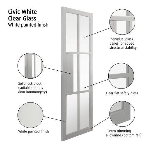Civic White Clear Glazed Internal Doors