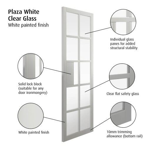 Plaza White Clear Glazed Internal Doors