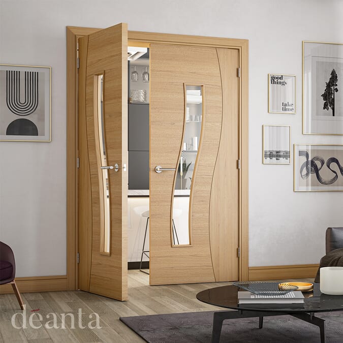 762x1981x35mm (30") Cadiz Oak Glazed - Prefinished Internal Doors
