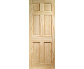 2040 x 726 x 40mm Clear Pine Colonial 6 Panel Internal Doors