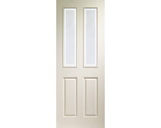 White Moulded Victorian 4 Panel with Forbes Glass Internal Doors