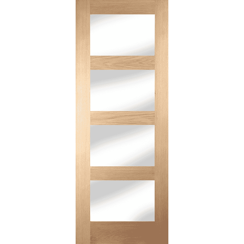 Shaker 4 Light Clear Glazed Oak Internal Doors