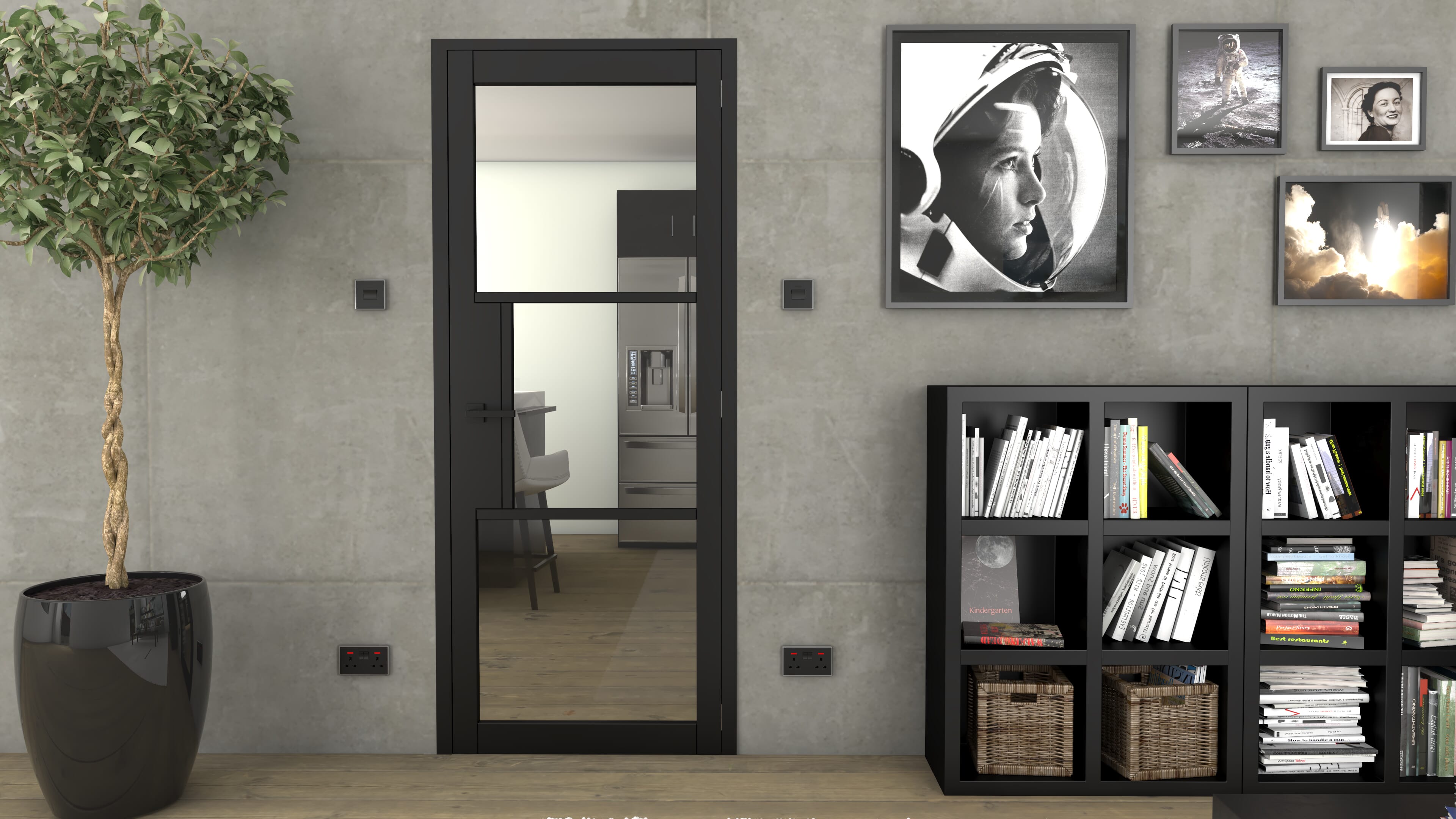 1981 x 573 x 35mm Heritage Black Clear Glazed - Prefinished Internal Doors
