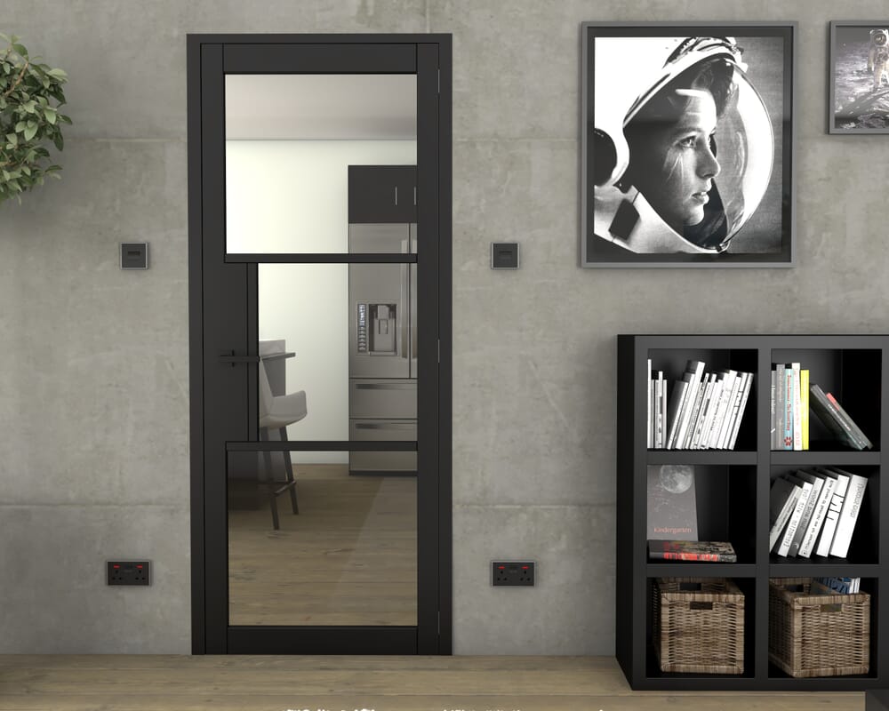 1981 x 533 x 35mm (21") Heritage Black Clear Glazed - Prefinished Internal Doors