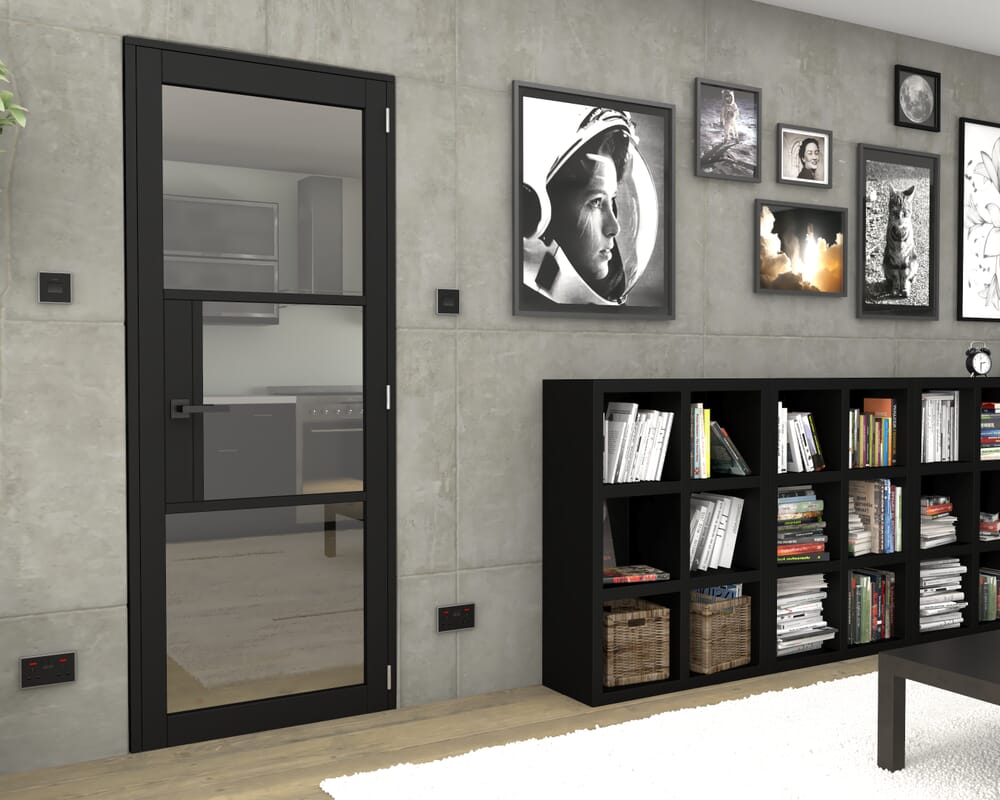 1981 x 533 x 35mm (21") Heritage Black Clear Glazed - Prefinished Internal Doors