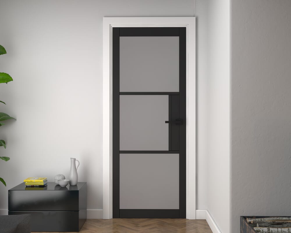 1981 x 762 x 35mm (30") Heritage Black Frosted Glass - Prefinished Internal Doors
