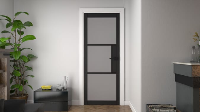 1981 x 762 x 35mm Heritage Black Frosted Glass Internal Doors
